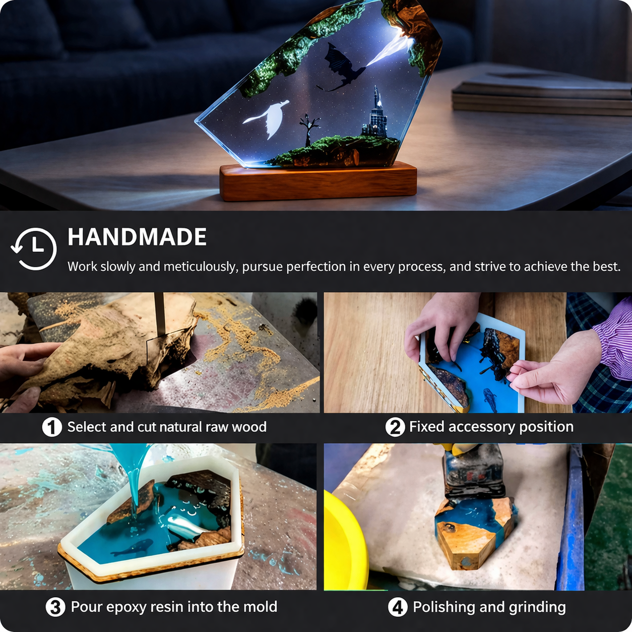 3D Resin Dragon Lamp